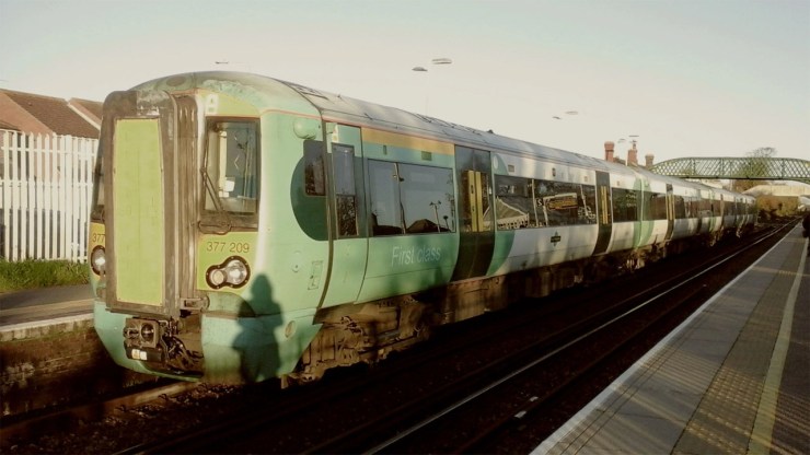 A train at a station
